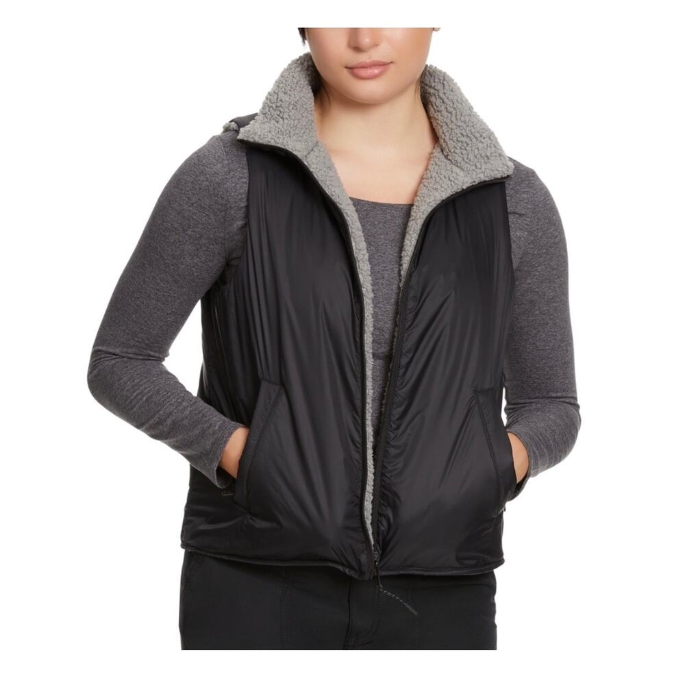 BASS OUTDOOR Women's Reversible Zip-Front Vest BLACK/GRAY NWT SIZE M